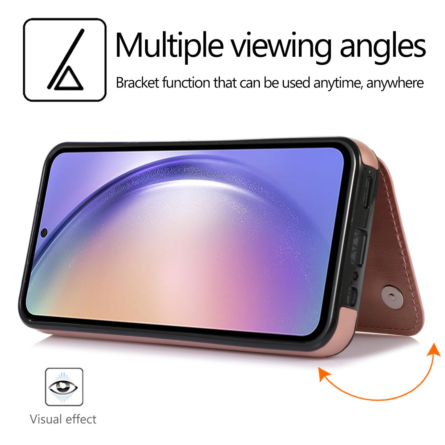 For Samsung Galaxy A54 5G Card Holder Phone Cover PU Leather Coated TPU Kickstand Case