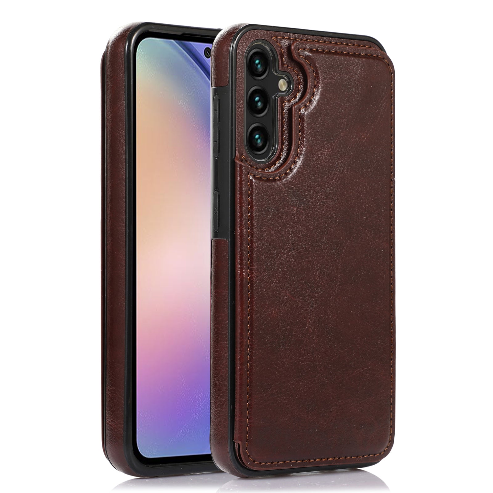 For Samsung Galaxy A54 5G Card Holder Phone Cover PU Leather Coated TPU Kickstand Case