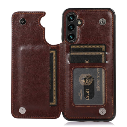 For Samsung Galaxy A54 5G Card Holder Phone Cover PU Leather Coated TPU Kickstand Case