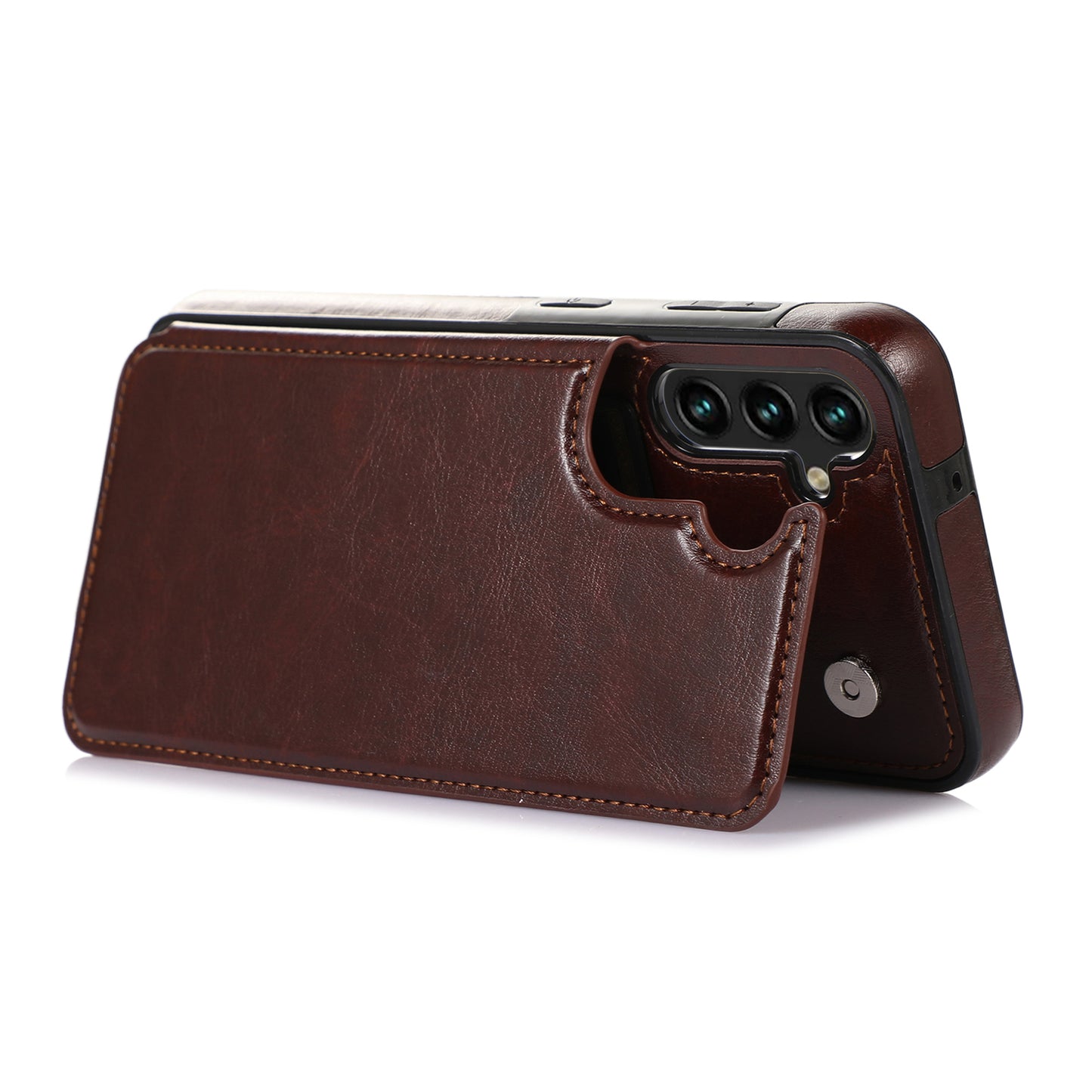 For Samsung Galaxy A54 5G Card Holder Phone Cover PU Leather Coated TPU Kickstand Case