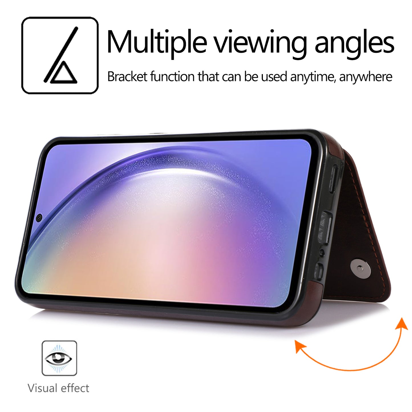 For Samsung Galaxy A54 5G Card Holder Phone Cover PU Leather Coated TPU Kickstand Case