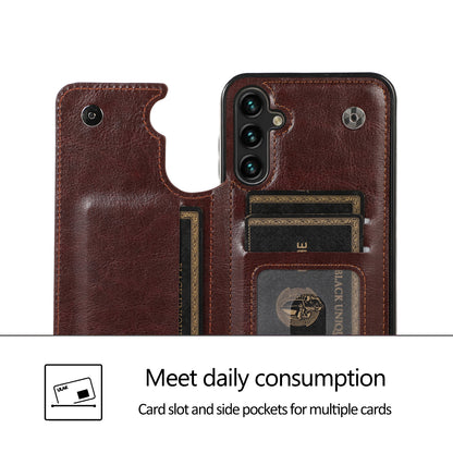 For Samsung Galaxy A54 5G Card Holder Phone Cover PU Leather Coated TPU Kickstand Case