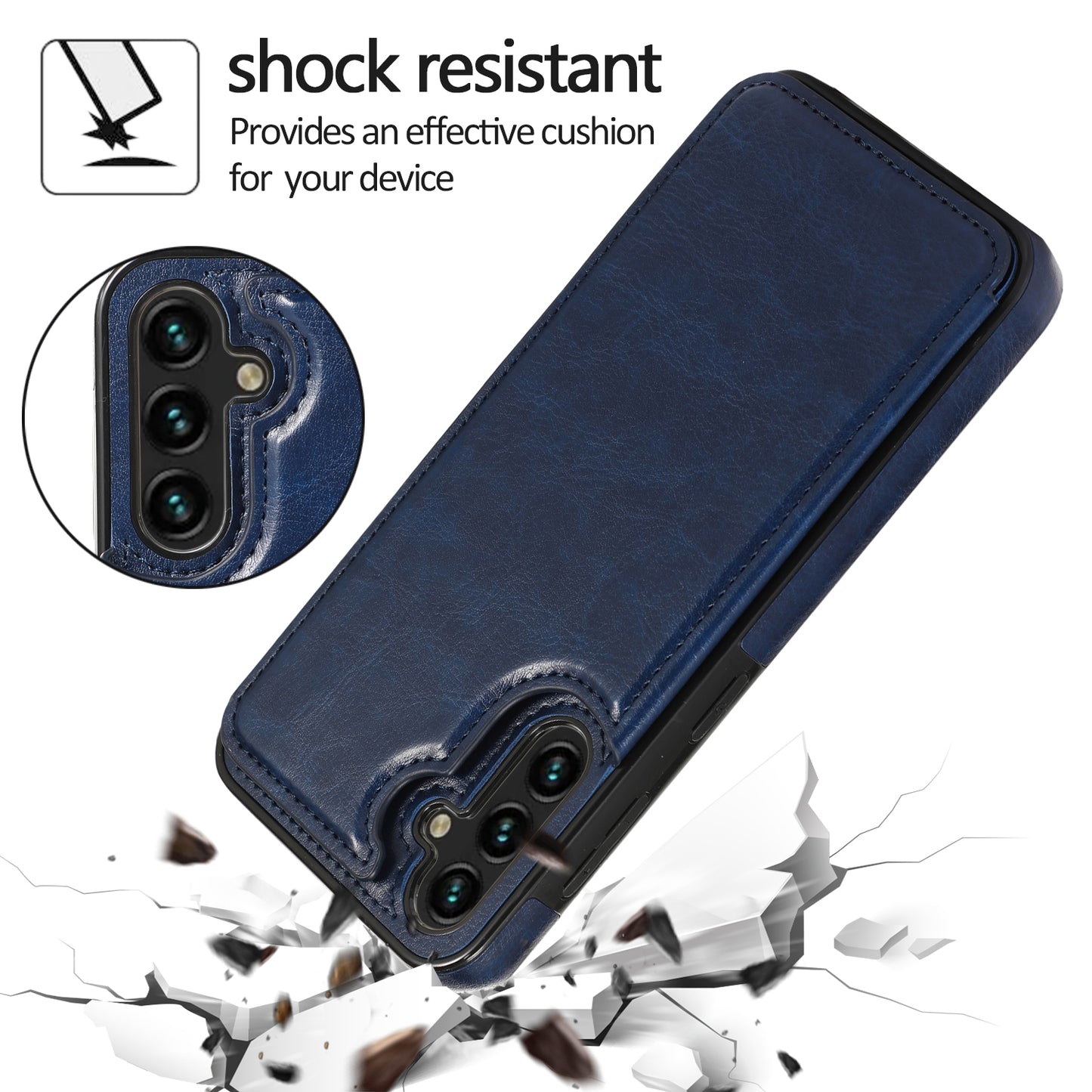 For Samsung Galaxy A54 5G Card Holder Phone Cover PU Leather Coated TPU Kickstand Case