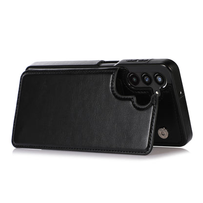 For Samsung Galaxy A13 5G Dual Magnetic Buttons Card Slots Kickstand Cover Leather Coated TPU Phone Case