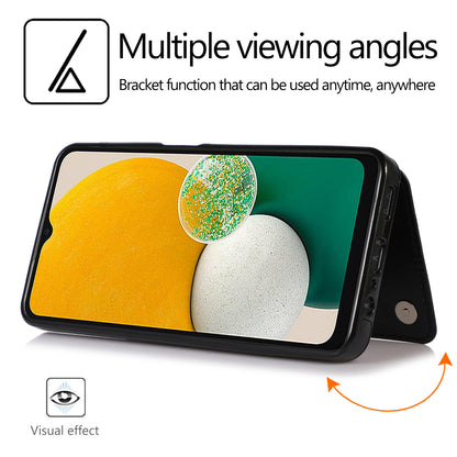 For Samsung Galaxy A13 5G Dual Magnetic Buttons Card Slots Kickstand Cover Leather Coated TPU Phone Case