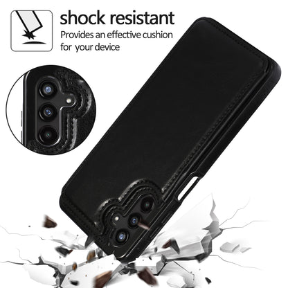 For Samsung Galaxy A13 5G Dual Magnetic Buttons Card Slots Kickstand Cover Leather Coated TPU Phone Case