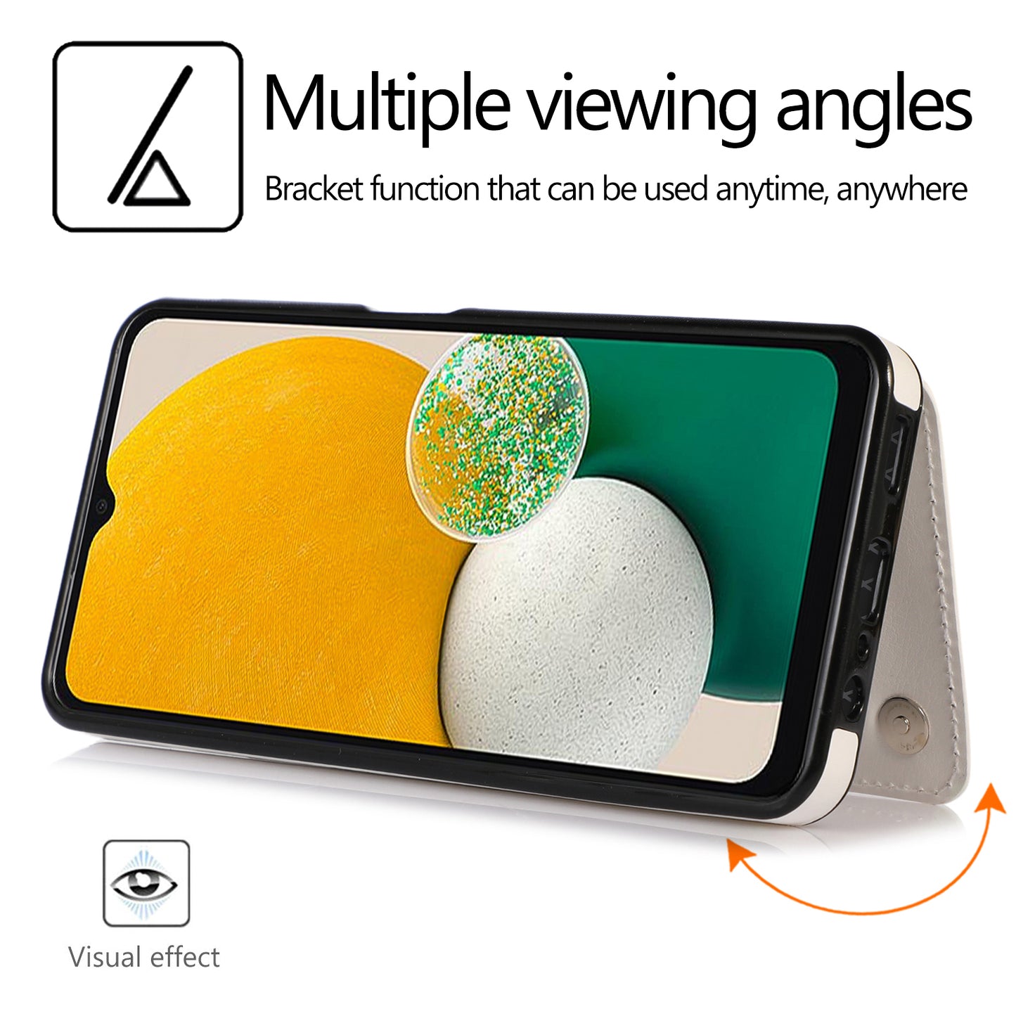 For Samsung Galaxy A13 5G Dual Magnetic Buttons Card Slots Kickstand Cover Leather Coated TPU Phone Case