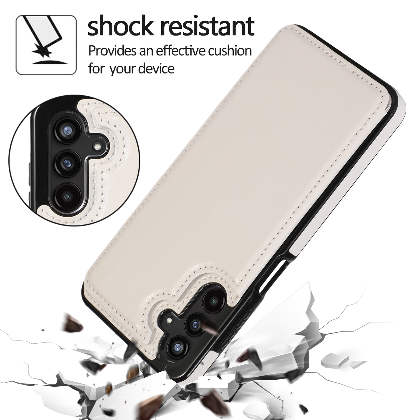 For Samsung Galaxy A13 5G Dual Magnetic Buttons Card Slots Kickstand Cover Leather Coated TPU Phone Case