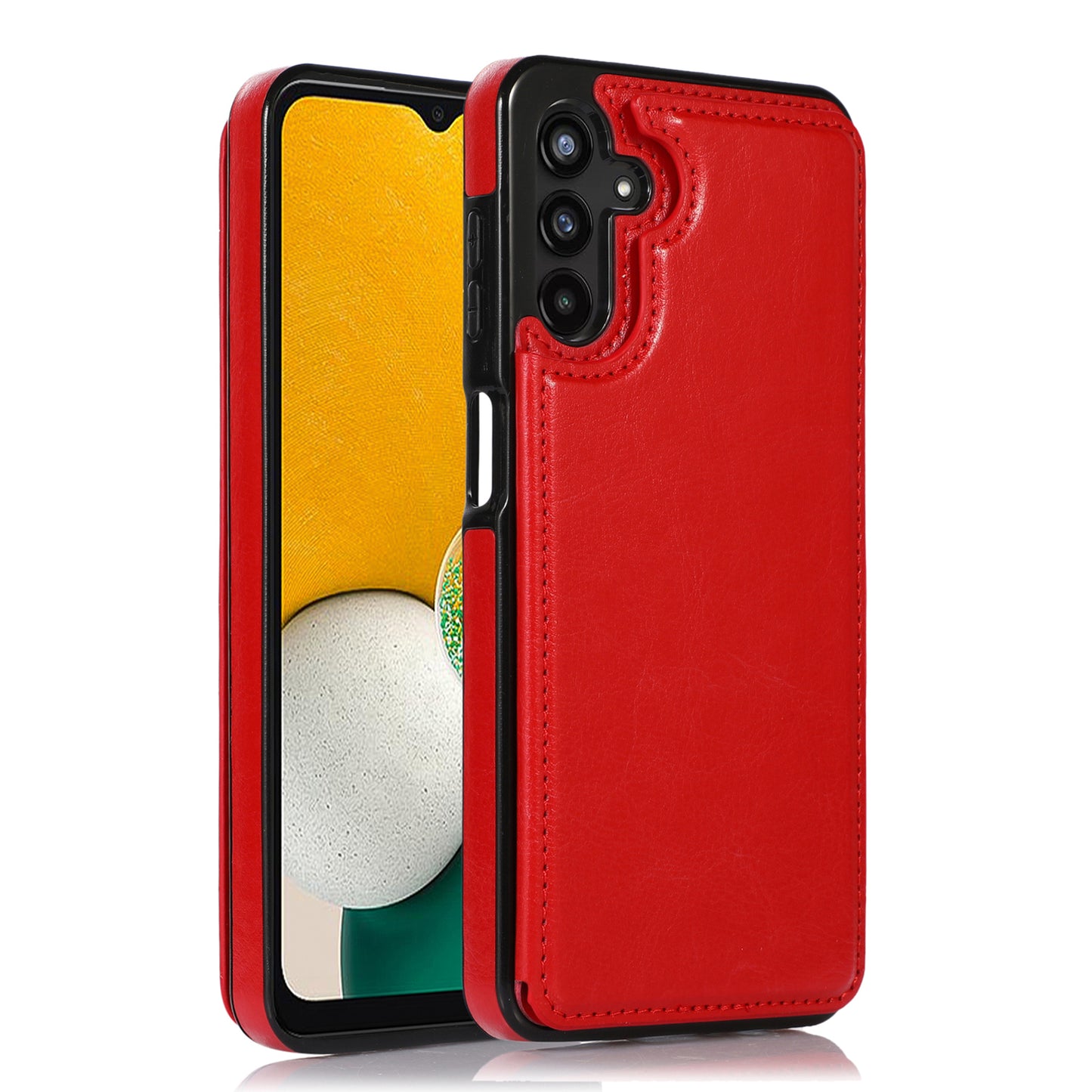 For Samsung Galaxy A13 5G Dual Magnetic Buttons Card Slots Kickstand Cover Leather Coated TPU Phone Case