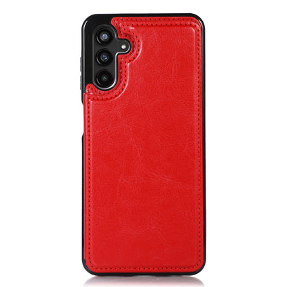 For Samsung Galaxy A13 5G Dual Magnetic Buttons Card Slots Kickstand Cover Leather Coated TPU Phone Case