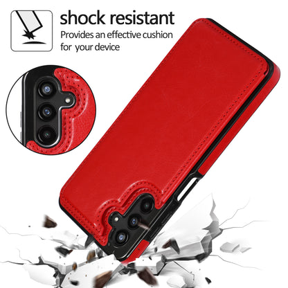 For Samsung Galaxy A13 5G Dual Magnetic Buttons Card Slots Kickstand Cover Leather Coated TPU Phone Case