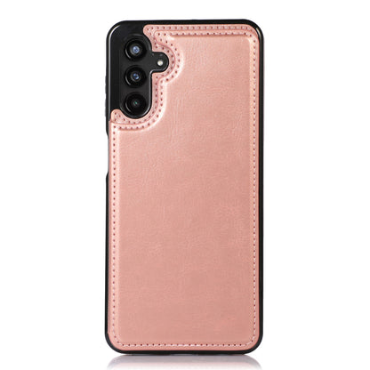 For Samsung Galaxy A13 5G Dual Magnetic Buttons Card Slots Kickstand Cover Leather Coated TPU Phone Case