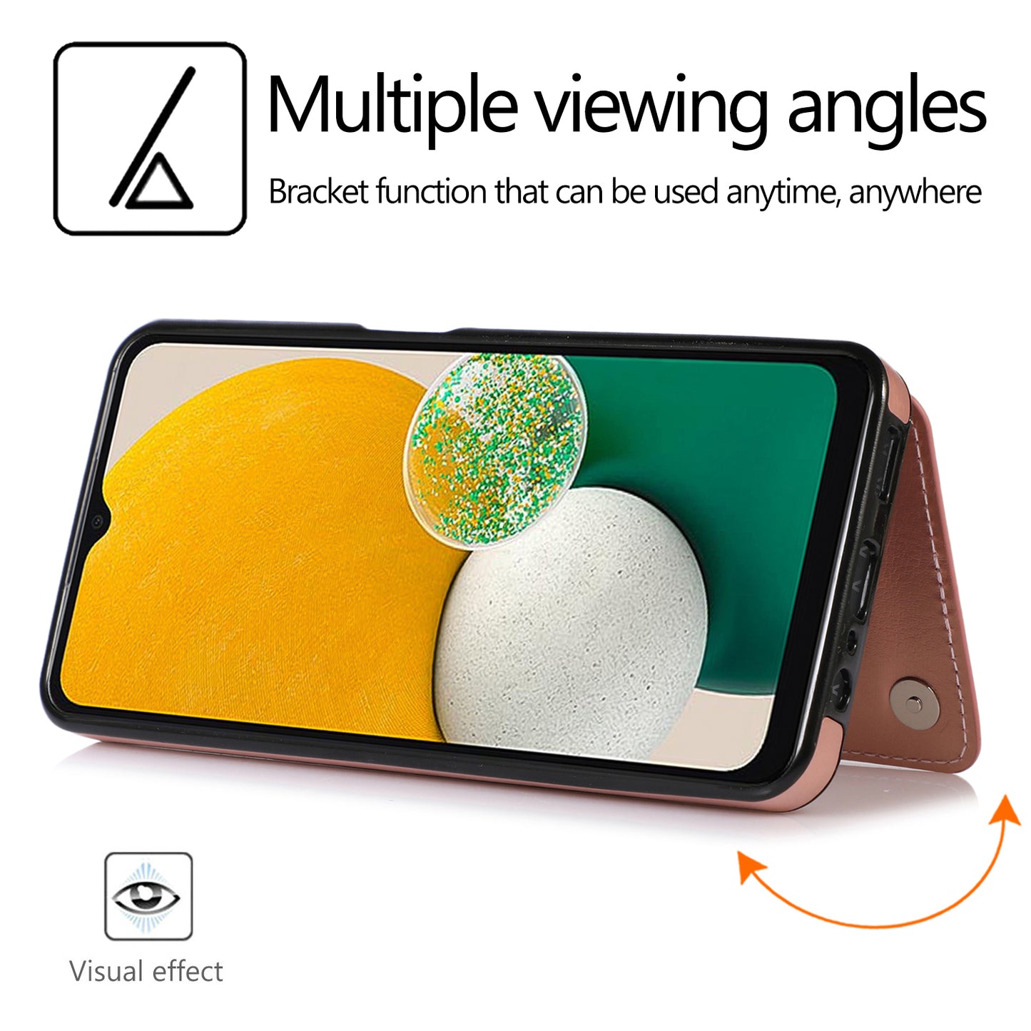 For Samsung Galaxy A13 5G Dual Magnetic Buttons Card Slots Kickstand Cover Leather Coated TPU Phone Case