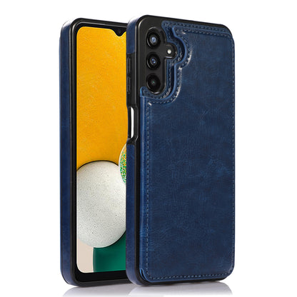 For Samsung Galaxy A13 5G Dual Magnetic Buttons Card Slots Kickstand Cover Leather Coated TPU Phone Case