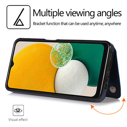 For Samsung Galaxy A13 5G Dual Magnetic Buttons Card Slots Kickstand Cover Leather Coated TPU Phone Case