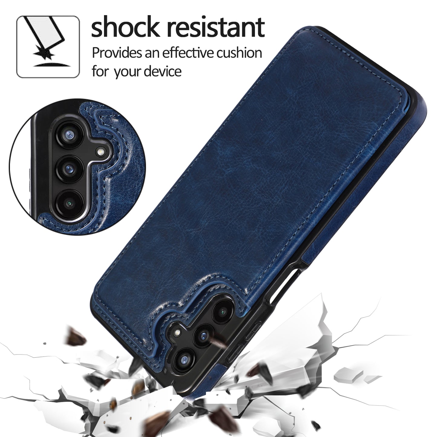 For Samsung Galaxy A13 5G Dual Magnetic Buttons Card Slots Kickstand Cover Leather Coated TPU Phone Case