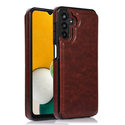 For Samsung Galaxy A13 5G Dual Magnetic Buttons Card Slots Kickstand Cover Leather Coated TPU Phone Case