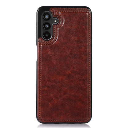 For Samsung Galaxy A13 5G Dual Magnetic Buttons Card Slots Kickstand Cover Leather Coated TPU Phone Case