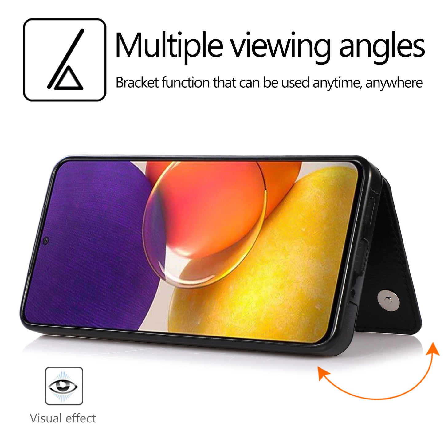 For Samsung Galaxy A53 5G Dual Buttons Card Slots Kickstand Back Cover PU Leather Coated TPU Phone Case