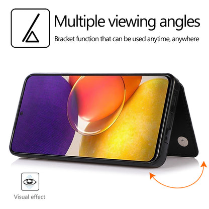 For Samsung Galaxy A53 5G Dual Buttons Card Slots Kickstand Back Cover PU Leather Coated TPU Phone Case