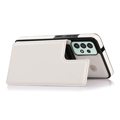 For Samsung Galaxy A53 5G Dual Buttons Card Slots Kickstand Back Cover PU Leather Coated TPU Phone Case