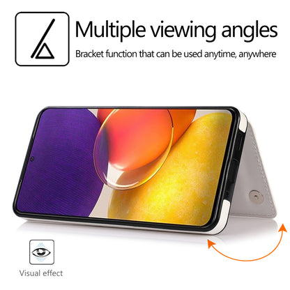 For Samsung Galaxy A53 5G Dual Buttons Card Slots Kickstand Back Cover PU Leather Coated TPU Phone Case