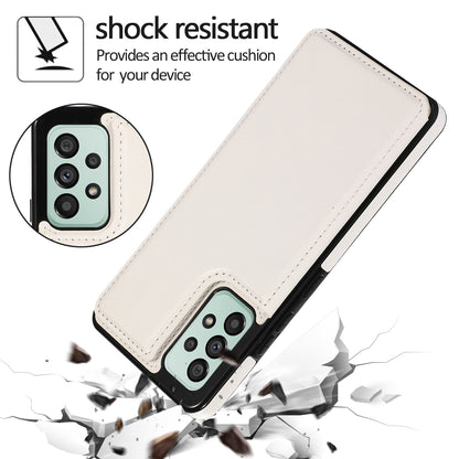 For Samsung Galaxy A53 5G Dual Buttons Card Slots Kickstand Back Cover PU Leather Coated TPU Phone Case