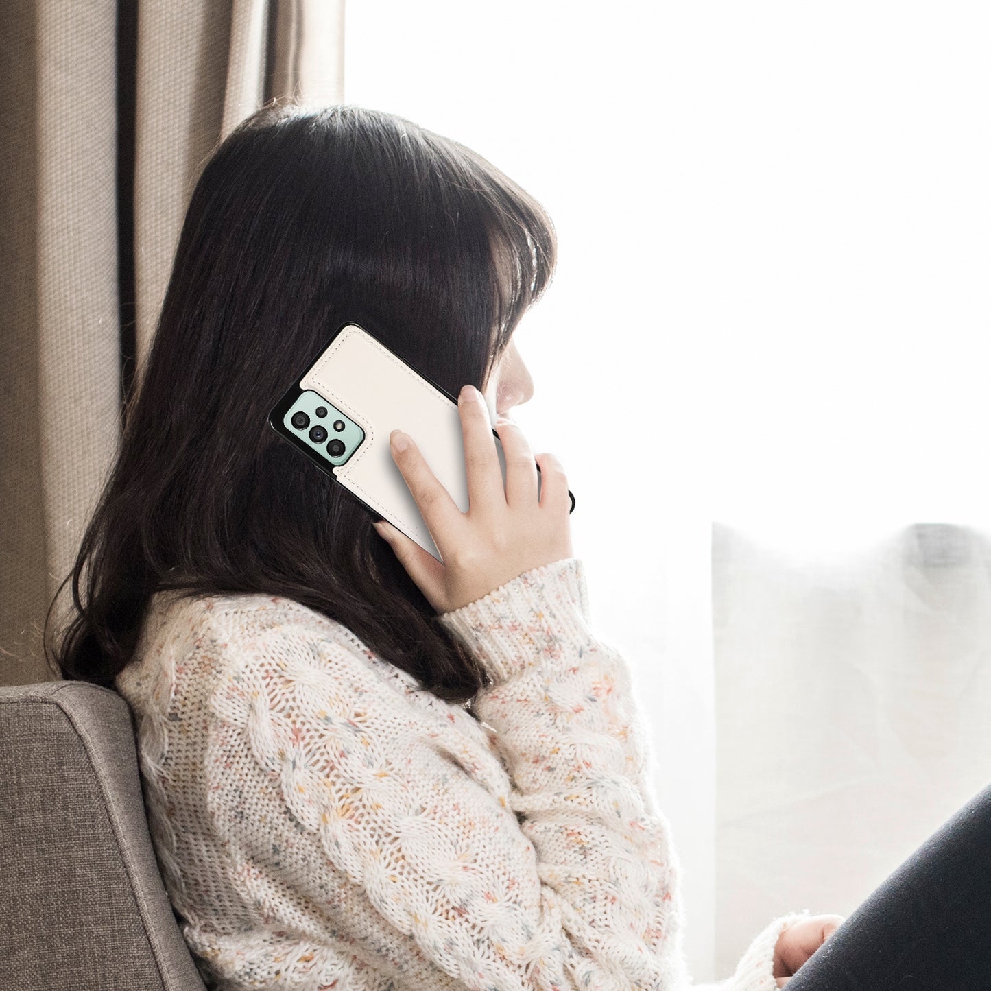 For Samsung Galaxy A53 5G Dual Buttons Card Slots Kickstand Back Cover PU Leather Coated TPU Phone Case