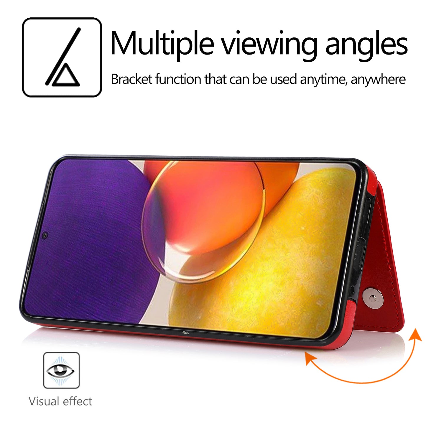 For Samsung Galaxy A53 5G Dual Buttons Card Slots Kickstand Back Cover PU Leather Coated TPU Phone Case