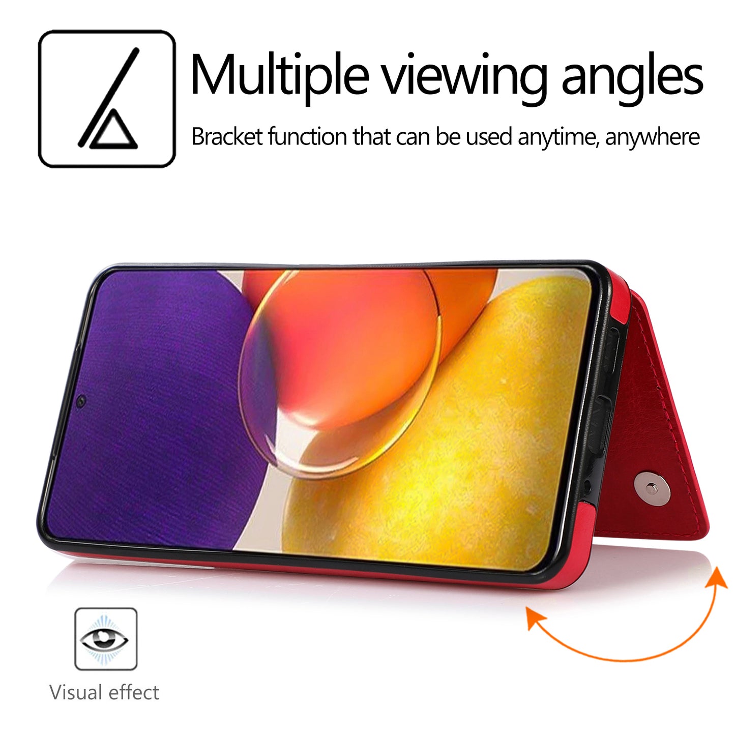 For Samsung Galaxy A53 5G Dual Buttons Card Slots Kickstand Back Cover PU Leather Coated TPU Phone Case