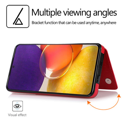 For Samsung Galaxy A53 5G Dual Buttons Card Slots Kickstand Back Cover PU Leather Coated TPU Phone Case