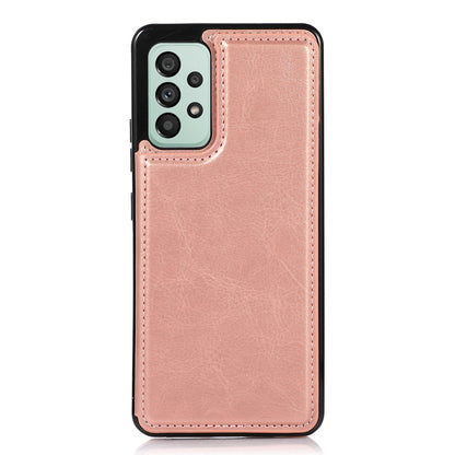 For Samsung Galaxy A53 5G Dual Buttons Card Slots Kickstand Back Cover PU Leather Coated TPU Phone Case