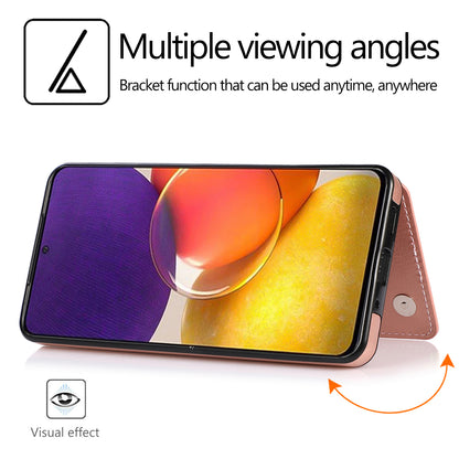 For Samsung Galaxy A53 5G Dual Buttons Card Slots Kickstand Back Cover PU Leather Coated TPU Phone Case