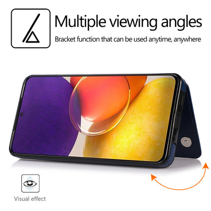 For Samsung Galaxy A53 5G Dual Buttons Card Slots Kickstand Back Cover PU Leather Coated TPU Phone Case