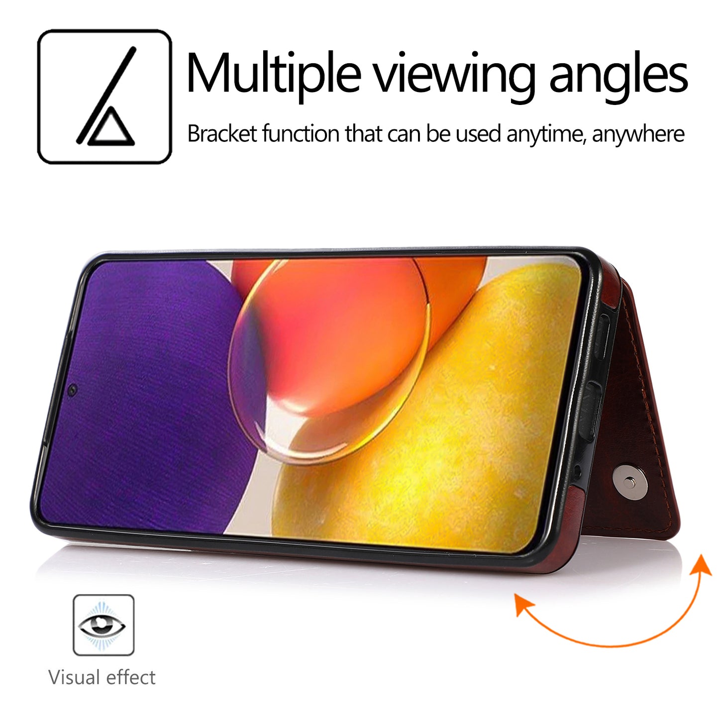 For Samsung Galaxy A53 5G Dual Buttons Card Slots Kickstand Back Cover PU Leather Coated TPU Phone Case