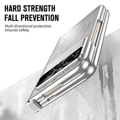 Folding PC Phone Case for Google Pixel Fold , Mechanical Legend Series Electroplating Cover with Tempered Glass Film