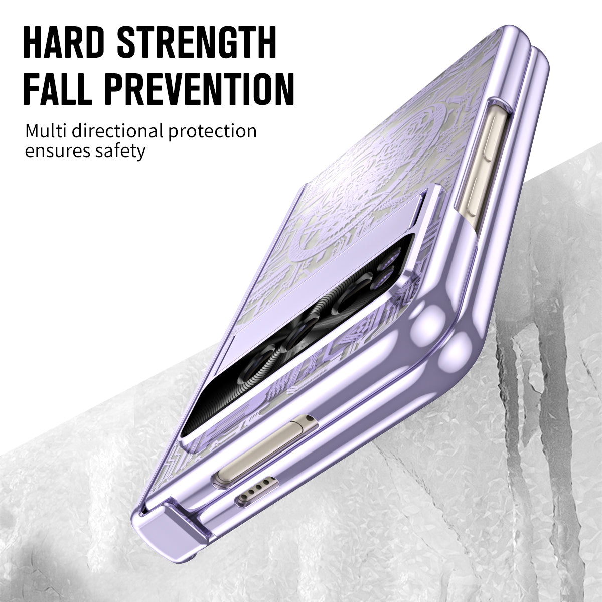 Folding PC Phone Case for Google Pixel Fold , Mechanical Legend Series Electroplating Cover with Tempered Glass Film