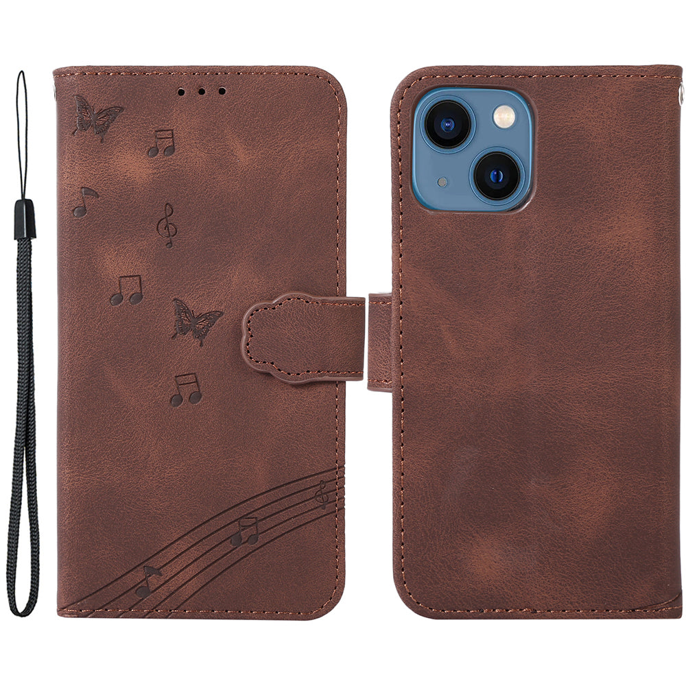 PU Leather Phone Case for iPhone 14 , Imprinted Musical Notation Wallet Stand Cell Phone Cover