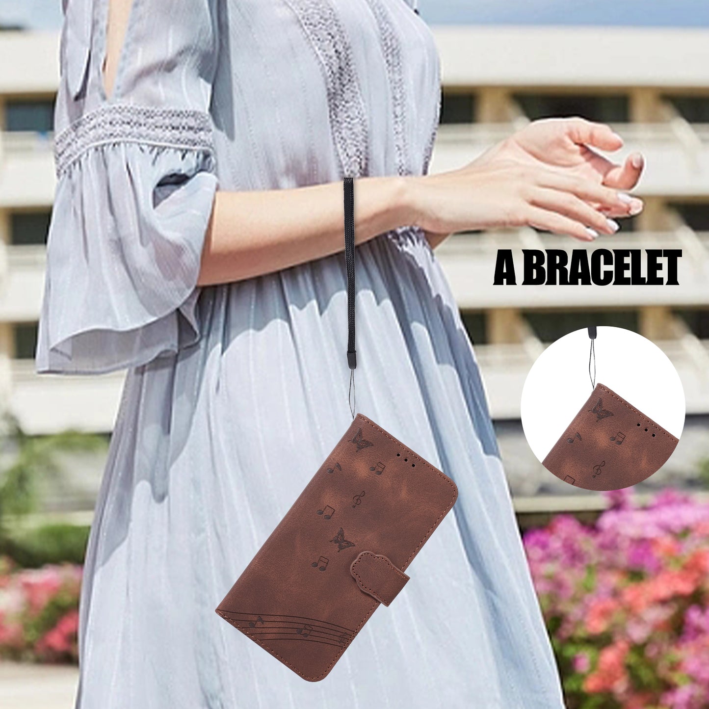 PU Leather Phone Case for iPhone 14 , Imprinted Musical Notation Wallet Stand Cell Phone Cover