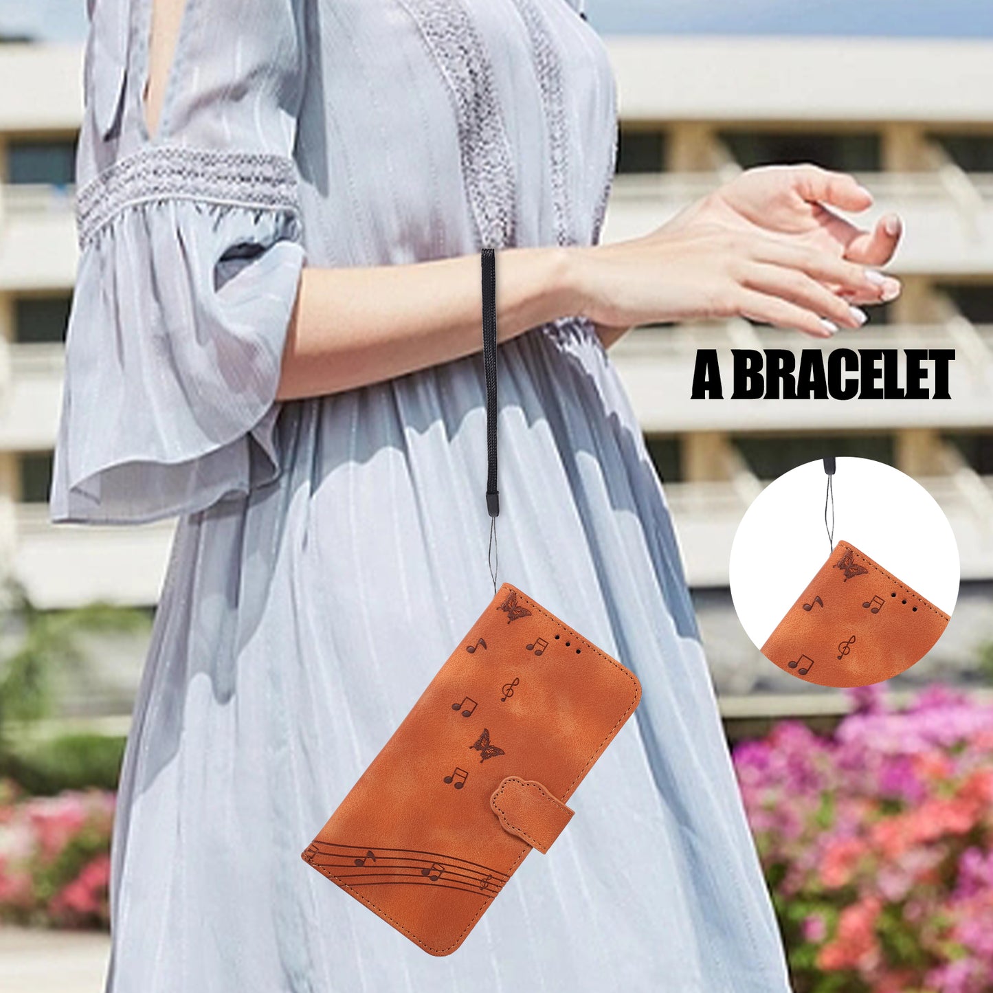 PU Leather Phone Case for iPhone 14 , Imprinted Musical Notation Wallet Stand Cell Phone Cover