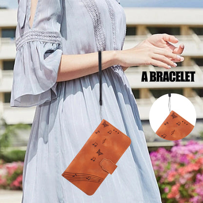 PU Leather Phone Case for iPhone 14 , Imprinted Musical Notation Wallet Stand Cell Phone Cover