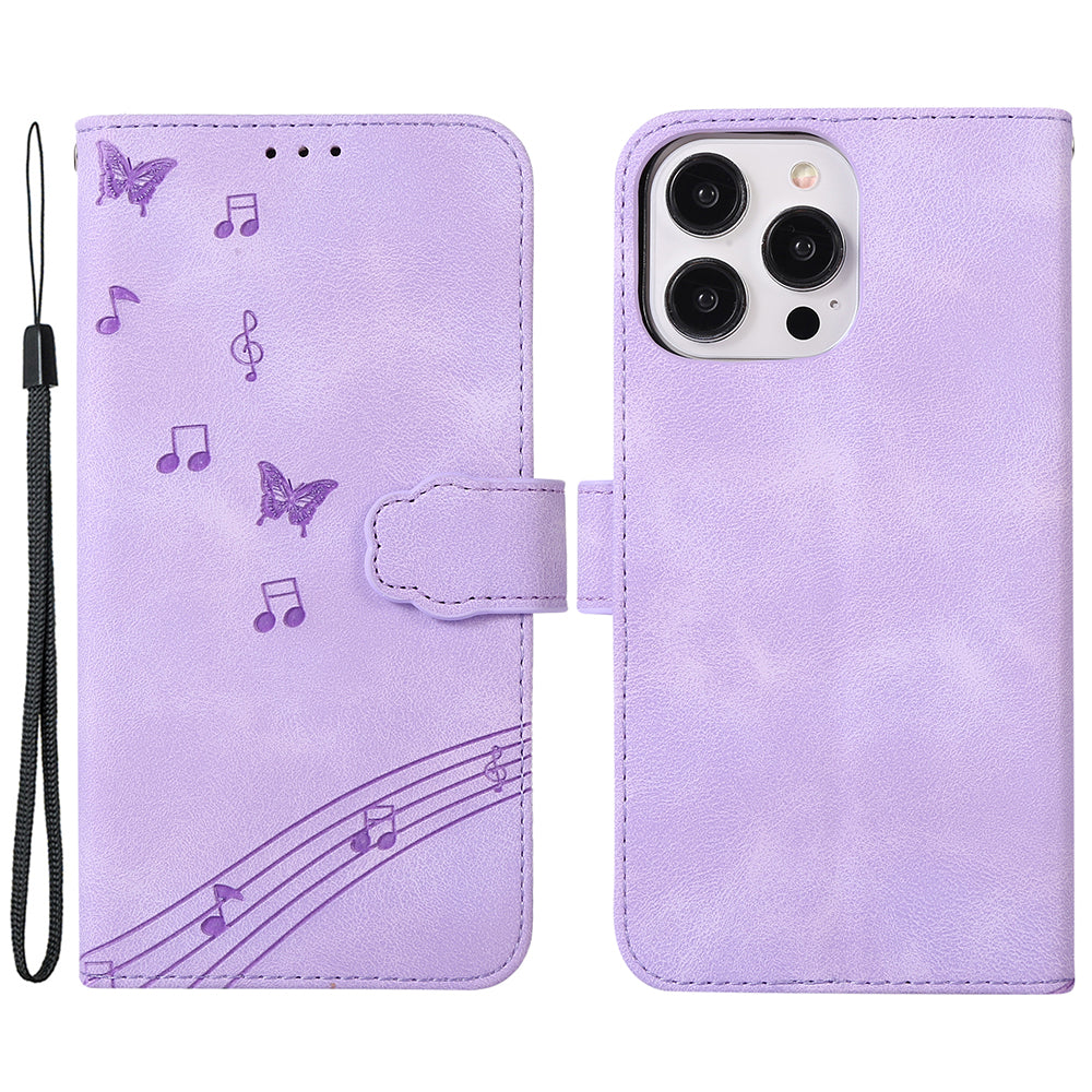 PU Leather Phone Case for iPhone 14 , Imprinted Musical Notation Wallet Stand Cell Phone Cover