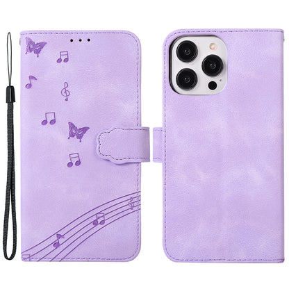 PU Leather Phone Case for iPhone 14 , Imprinted Musical Notation Wallet Stand Cell Phone Cover