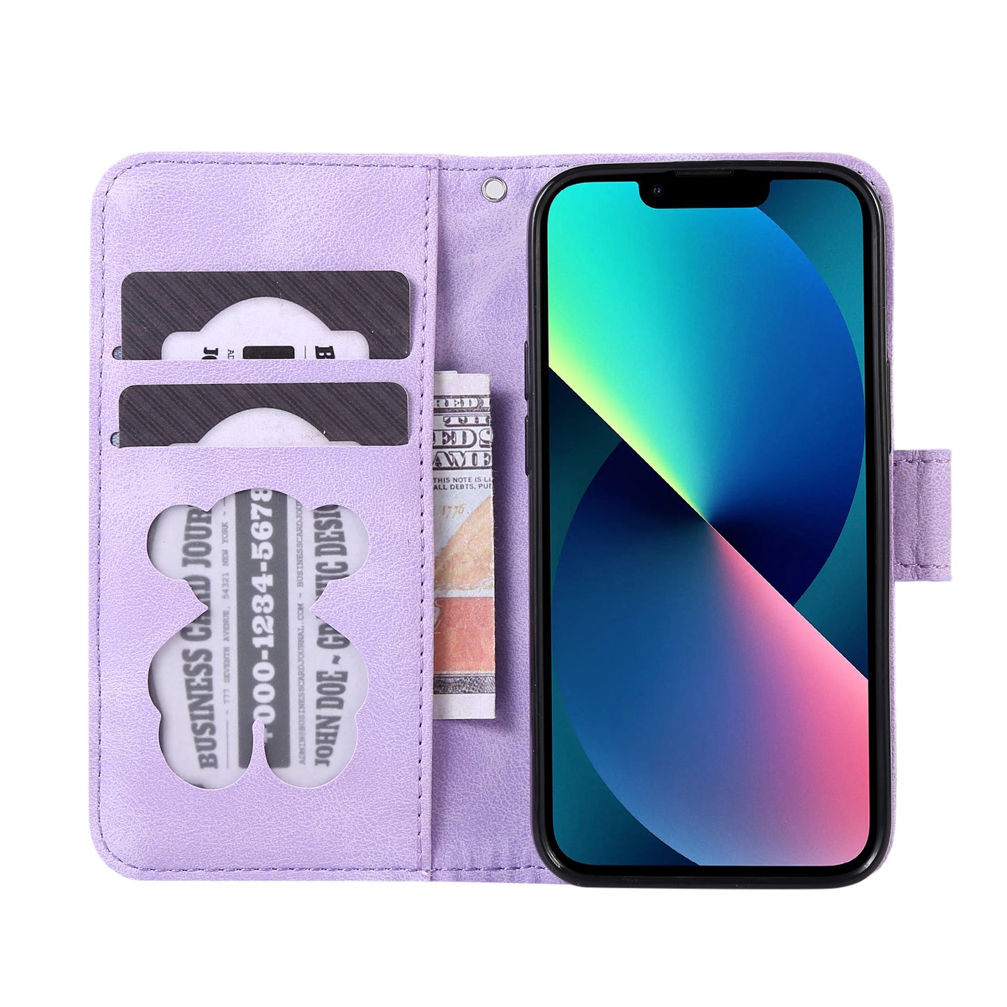 PU Leather Phone Case for iPhone 14 , Imprinted Musical Notation Wallet Stand Cell Phone Cover