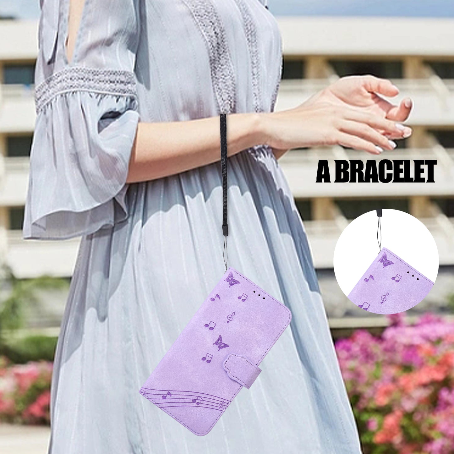 PU Leather Phone Case for iPhone 14 , Imprinted Musical Notation Wallet Stand Cell Phone Cover