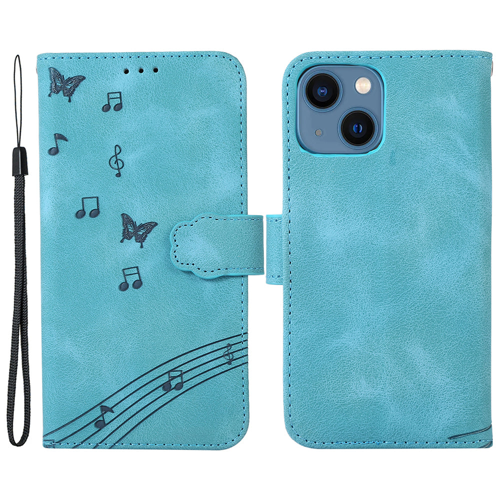 PU Leather Phone Case for iPhone 14 , Imprinted Musical Notation Wallet Stand Cell Phone Cover