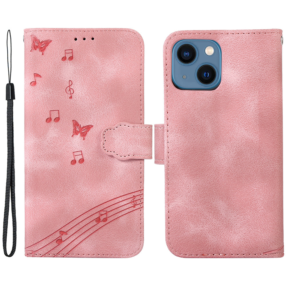 PU Leather Phone Case for iPhone 14 , Imprinted Musical Notation Wallet Stand Cell Phone Cover