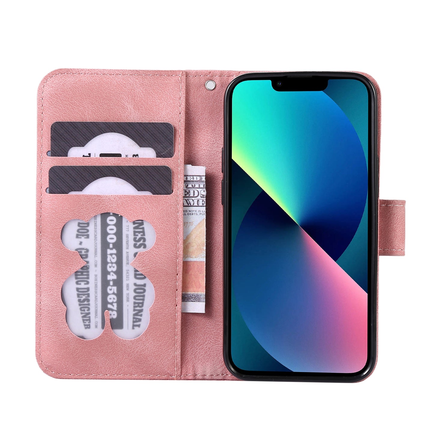 PU Leather Phone Case for iPhone 14 , Imprinted Musical Notation Wallet Stand Cell Phone Cover