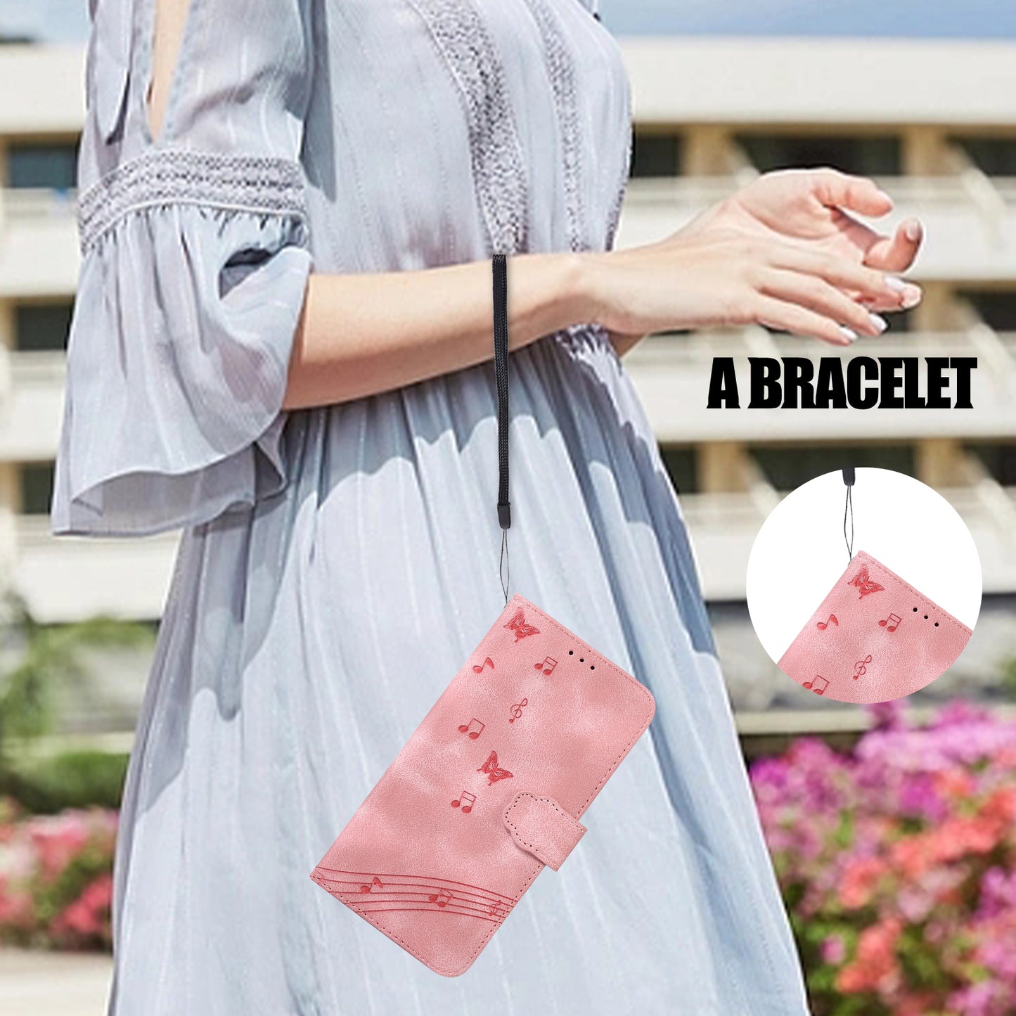 PU Leather Phone Case for iPhone 14 , Imprinted Musical Notation Wallet Stand Cell Phone Cover