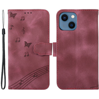PU Leather Phone Case for iPhone 14 , Imprinted Musical Notation Wallet Stand Cell Phone Cover